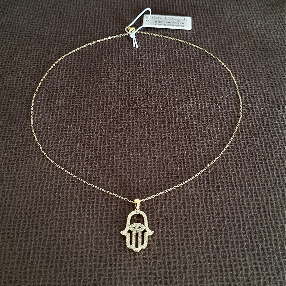 Cote d'Argent Gold💛 Hamsa🤚 Pendant Necklace - NWT - Picture 2 of 16